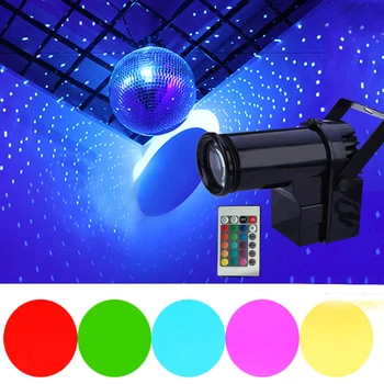 10 Вт RGB диско-шар, точечный светильник с дистанционным управлением, зеркальный шар, прожектор, Зеркальный шар, прожектор для сцены