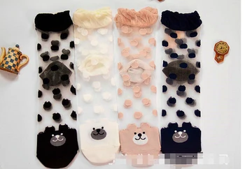 12 пар/лот, женские повседневные короткие носки в японском стиле, летние носки в горошек со стеклянным медведем, носки в стиле пэчворк с героями мультфильмов, свободный размер