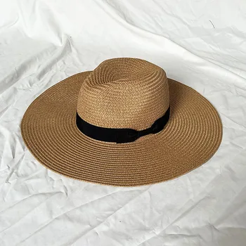 12 см, Соломенная шляпа от Солнца с большими полями Для женщин, Летний Галстук-бабочка, Пляжные Солнцезащитные шляпы для Улицы, Женская дорожная Кепка