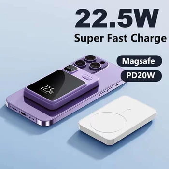 20000 мАч Магнитное беспроводное зарядное устройство Qi Power Bank для iPhone 14 Samsung Huawei Xiaomi 22,5 Вт Быстрая зарядка Powerbank Магнитное кольцо