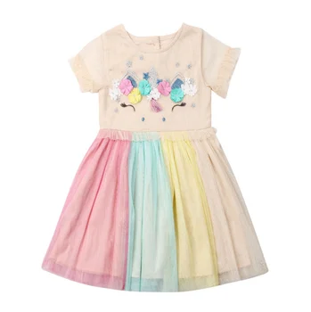 2023 Модное сетчатое платье с вышивкой для маленьких девочек, Праздничная детская одежда принцессы со сладостями, 5 шт./лот, оптовая продажа