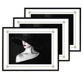 21x29,7 см x 3 шт. Фоторамки для Картин на Стену, Черная Металлическая Рамка для Плаката на Холсте, Современные Домашние Декоративные Прямоугольные Рамки для Сертификатов
