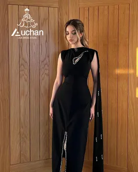Auchan Lisa, черное платье для выпускного вечера с круглым вырезом, Длина до пола, Летнее Элегантное Платье для вечеринки, Новый женский костюм 2023