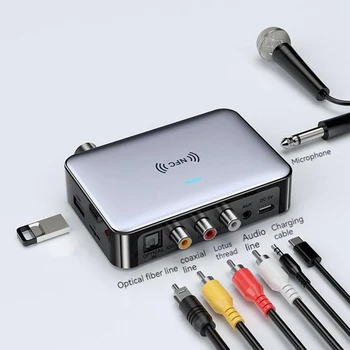 Bluetooth-совместимый аудиоприемник, Беспроводной автомобильный адаптер NFC, разъем AUX 3,5 мм, оптоволоконный FM-передатчик с дистанционным управлением