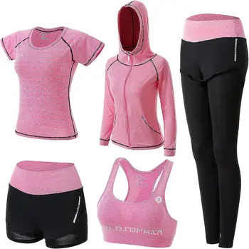 CMS 5 шт. Тренировочная одежда для женщин, спортивные комплекты, Спортивные костюмы для занятий йогой, Одежда для фитнеса, спортивные костюмы для бега трусцой