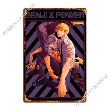 Denji X Power Металлическая Вывеска Ржавая Стена Настенный Декор Бар Жестяная Вывеска Плакат