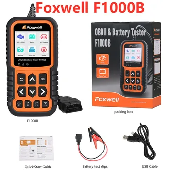 Foxwell F1000B CAN OBDII/EOBD Считыватель кодов и тестер батареи 2 в 1 12 В Анализатор батареи OBD Считыватель кодов Бесплатное обновление Срок службы A ++