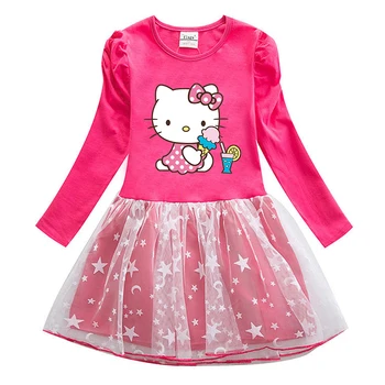 Hello Kitty Sanrio Аниме Каваи Платья для новорожденных Детская одежда для девочек Осенняя Детская Одежда Платье Принцессы Детское праздничное платье Подарок