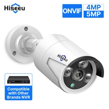 Hiseeu H.265 POE IP 4MP 5MP CCTV IP Камера Видеонаблюдения для Аудиозаписи POE NVR Система Водонепроницаемая Наружная Ночного Видения