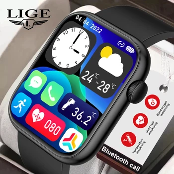 LIGE Новые смарт-часы Bluetooth Call 2023, Женский Спортивный браслет с температурой тела, Голосовой ассистент, Водонепроницаемые Мужские Умные часы + коробка