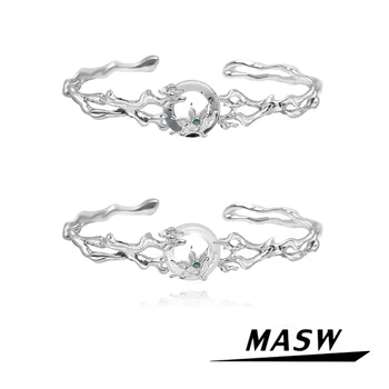 MASW Оригинальный дизайн, Роскошные ювелирные изделия В китайском стиле, высококачественный Стеклянный браслет с цветочным Рисунком, манжета Для женщин, подарок для вечеринки для девочек