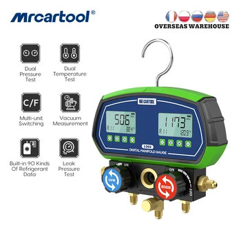 MR CARTOOL L302 Цифровой датчик холодильного коллектора, вакуумный тестер давления и температуры HVAC, тест на утечку холодильных инструментов
