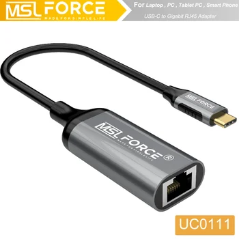 MSLFORCE USB C Гигабитный Ethernet Адаптер Алюминиевый Thunderbolt3 RJ45 LAN Конвертер 10/100/1000 Мбит/с для MacBook Pro Air 2019 2018