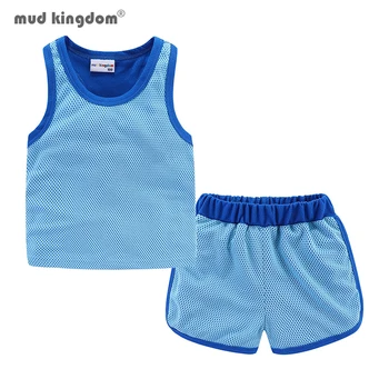 Mudkingdom/ Спортивная одежда для девочек и мальчиков, однотонные топы на бретелях без рукавов и шорты, Комплект детской одежды, Футболки, Костюм, Летняя одежда