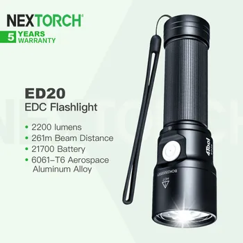 Nextorch 4Tool ED20 2200 Люмен Яркий светодиодный фонарик с аккумулятором 21700 Type-C Перезаряжаемый, для кемпинга, Пешего туризма, самообороны