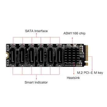 NVME PCI-E PCIE X4 X8 X16 до 6 портов 3,0 SATA Карта адаптера Riser III 6 ГБ/Сек. Шасси серверного ПК Расширения + 3,0 КАБЕЛЬ SATA