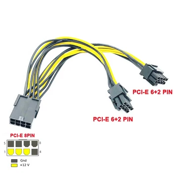 PCI-Express PCIE 8 Pin к Двойной 8 (6 + 2) контактной VGA Графической Видеокарте Адаптер Кабель Питания 20 см для Майнинга BTC Bitcoin Miner