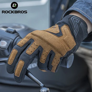 ROCKBROS, Мужские велосипедные перчатки, Женские аксессуары для мотоциклов MTB, Противоударные рукавицы, велосипедные перчатки с сенсорным экраном на весь палец