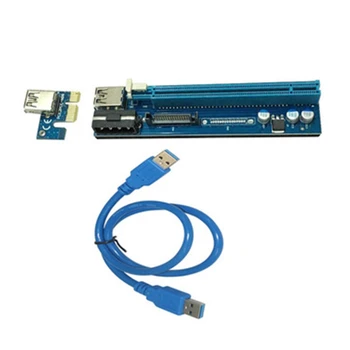 USB 3.0 PCI-E Riser VER006C 4Pin SATA с Двойным Интерфейсом 16x-1x Адаптер питания для Bitcoin-Litecoin-ETH Coin