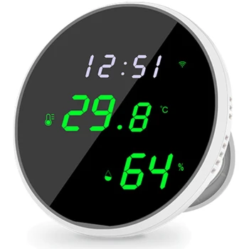 Wifi Комнатный термометр, гигрометр для помещений, умный монитор температуры и влажности со светодиодной подсветкой