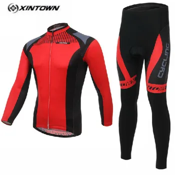 XINTOWN MTB Bike джерси, комплекты с нагрудниками, мужская команда, Профессиональная велосипедная одежда, костюмы, Весенняя Красно-черная одежда для верховой езды, Рубашки с длинными рукавами