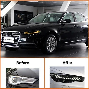 Автомобильный стайлинг, головной светильник в сборе для Audi A6 2012-2015, светодиодные фары, обновление A7, DRL, сигнальный объектив Проектора, Автомобильные Аксессуары