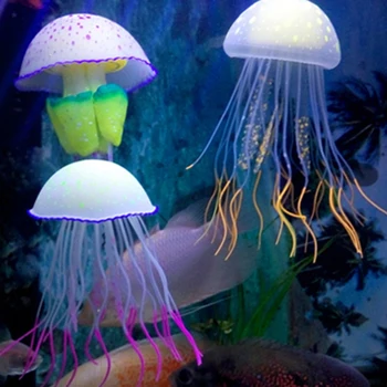 Аквариумный аквариум, имитирующий Медузу, Ландшафтное украшение, Маленький мягкий поплавок, светящийся, яркий, многоцветный Для домашнего декора