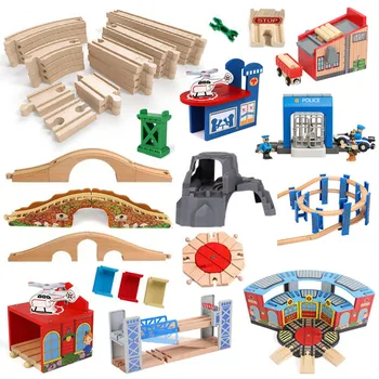 Аксессуары для деревянных железнодорожных путей Из Бука, Набор железнодорожных составов, Мост, подходящий для игрушек Thomas Wood Track Для детей