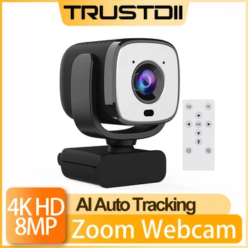 Веб-камера Taida 4K 3840P 30 Кадров в секунду Веб-камера AI с Автоматическим Отслеживанием лица Камера Прямой Трансляции С Микрофоном Пульт Дистанционного Управления для Tiktok Zoom