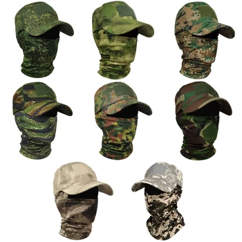 Военный капюшон, Тактические армейские бейсболки для мужчин и женщин, летние солнцезащитные шляпы, Камуфляжная балаклава, Полнолицевый головной убор