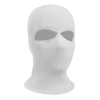 Вязаная лыжная маска с 2 отверстиями, зимняя шапка-балаклава, полное покрытие для лица, гетры для шеи, шапочка-бини
