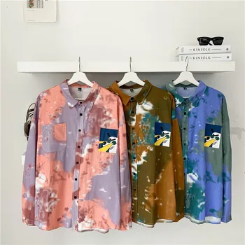 Гавайская Расслабленная версия Пляжной рубашки с принтом для мужчин, Летние Рубашки с длинным рукавом 2021, Мужская Праздничная Одежда для отдыха, Сорочка