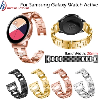 Горный Хрусталь Алмазный Ремешок для Часов из Нержавеющей Стали 20 мм для Samsung Galaxy Watch 42 мм Active 2 Gear S2 Классический Ювелирный Ремешок