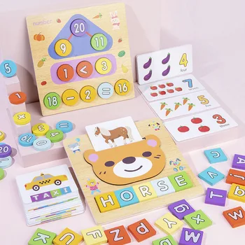 Деревянная игрушка Монтессори, познавательные карточки с цифровыми буквами, дошкольное обучение, игрушки для раннего развития, подарки для детей