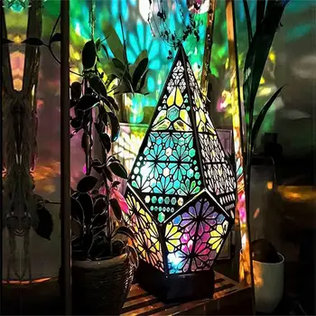 Деревянная светодиодная проекционная лампа, Разноцветный Бриллиант, Многоцелевой Торшер с Полярной Звездой, Ночник, Богемная лампа, Декор для спальни