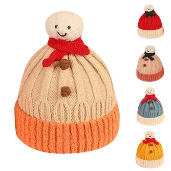 Детская вязаная шапка, осенне-зимняя мода, мультяшный Снеговик, милая и удобная теплая шапка, зимняя шапка для мужчин, мужские зимние шапки