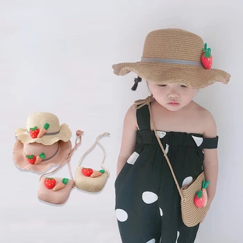 Детская Соломенная шляпа с козырьком от солнца, Летняя пляжная кепка для девочек, сумка для Путешествий, Складная на Хэллоуин