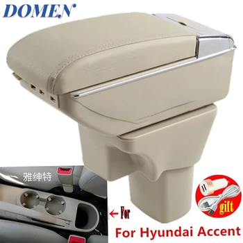 Для Hyundai Accent Подлокотник коробка Для Hyundai Accent Verna Автомобильный подлокотник коробка для хранения деталей интерьера со светодиодными лампами USB