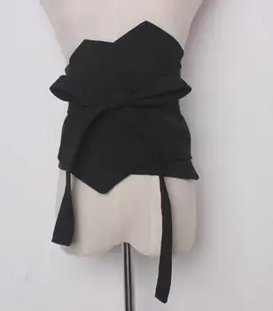 Женские широкие пояса из черной ткани для подиума, женское корейское модное украшение, широкий пояс R886
