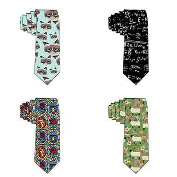 Забавные галстуки для мужчин, Мультяшная Новинка, Модные галстуки с цветочным принтом, галстуки для шеи, Свадебный подарок, аксессуары для вечеринок 5LD50