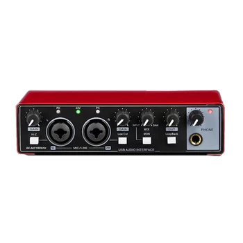 Звуковая карта для студийной записи USB Audio Professional 48V Phantom Для записи красного цвета, 1 шт.