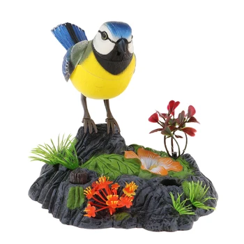 Имитация поющей птицы в пне, электронная игрушка для домашних животных с голосовым управлением для детей, украшение для домашнего сада