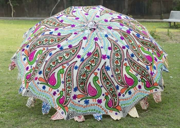 Индийские садовые зонтики С вышивкой Павлина Открытый Солнцезащитный Козырек Патио Зонтик 72 