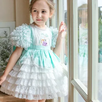 Испанское Винтажное Бальное платье Принцессы в стиле Лолиты, Дизайн с кружевной Вышивкой, Платья для Вечеринок на День Рождения, Крещение Для девочек, Пасхальный Eid A2736