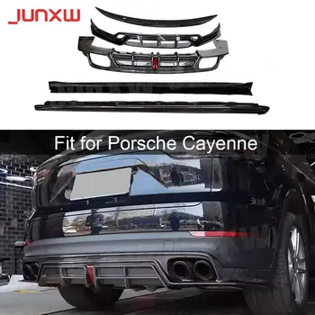 Карбоновое волокно/FRP, боковые юбки для губ переднего бампера, задний диффузор, Планки заднего среднего спойлера для Porsche Cayenne Standard/Sport 2022