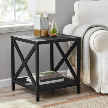 Квадратный приставной столик Farmhouse X Design, столики для черного кафе, Приставной столик для дивана для спальни, гостиной