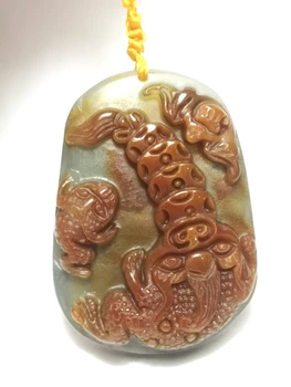 Китайский 100% натуральный нефрит ручной работы монета Цзинь Чан Подвеска в виде летучей мыши Бесплатное ожерелье