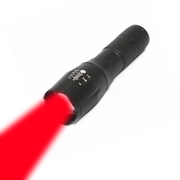 Красный свет светодиодный тактический фонарик, масштабируемый фонарь для охоты на открытом воздухе, светильник, использующий батарею 18650 или AAA