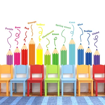 Красочные Наклейки на Стену В Виде Карандаша Для Украшения Дома DIY Декор Детской Комнаты Настенная Роспись Съемная Наклейка Для Плаката Rainbow Crayon