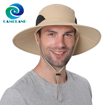 Летние солнцезащитные шляпы CAMOLAND с защитой от ультрафиолета, кепка для охоты и рыбалки на открытом воздухе для мужчин и женщин, для пеших прогулок, для кемпинга, регулируемый козырек